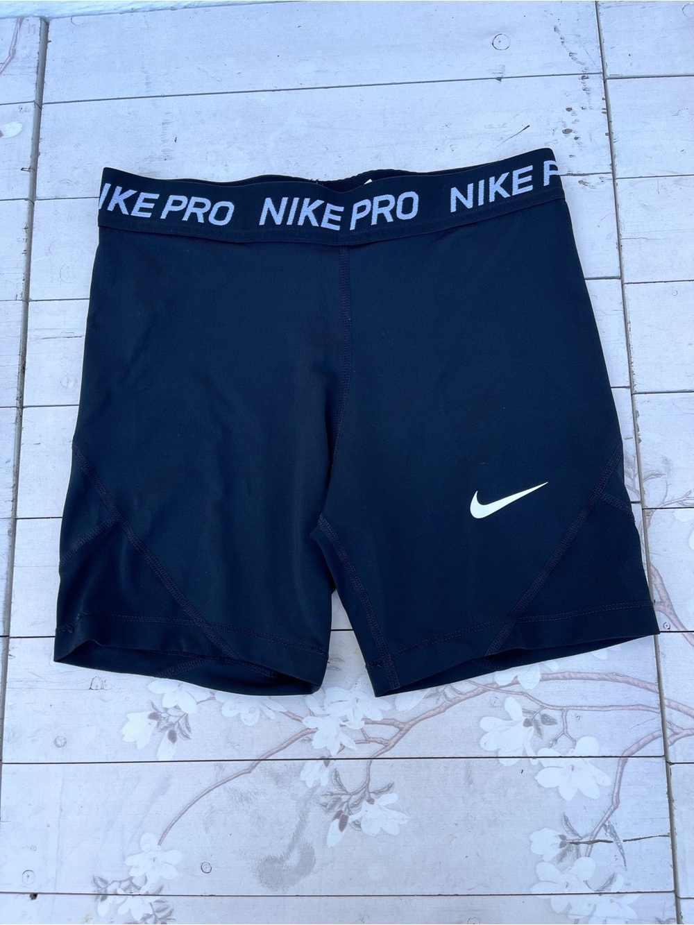 Nike Pro Black Women's Training Bike Shorts with White Swoosh